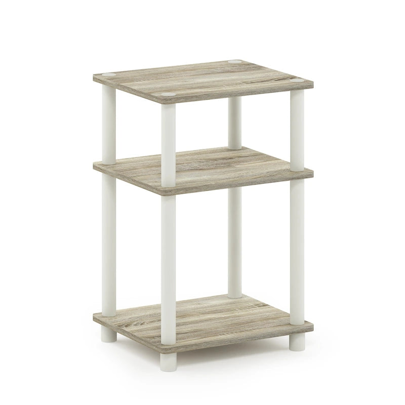 Bijzettafel met 3 niveaus, montage zonder gereedschap, frame van composiet hout en buizen, Sonoma-eik, amberkleurig grenen