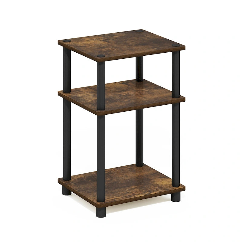 3-Tier End Table No-Tool Assembly Composite Wood Tube Frame Sonoma Oak Amber Pine