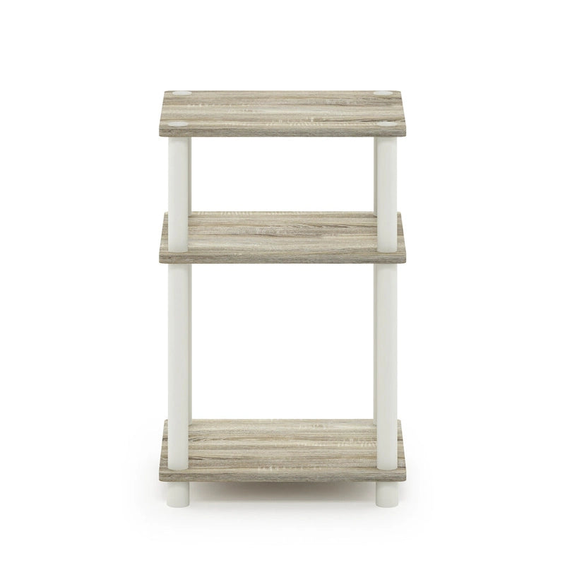 3-Tier End Table No-Tool Assembly Composite Wood Tube Frame Sonoma Oak Amber Pine