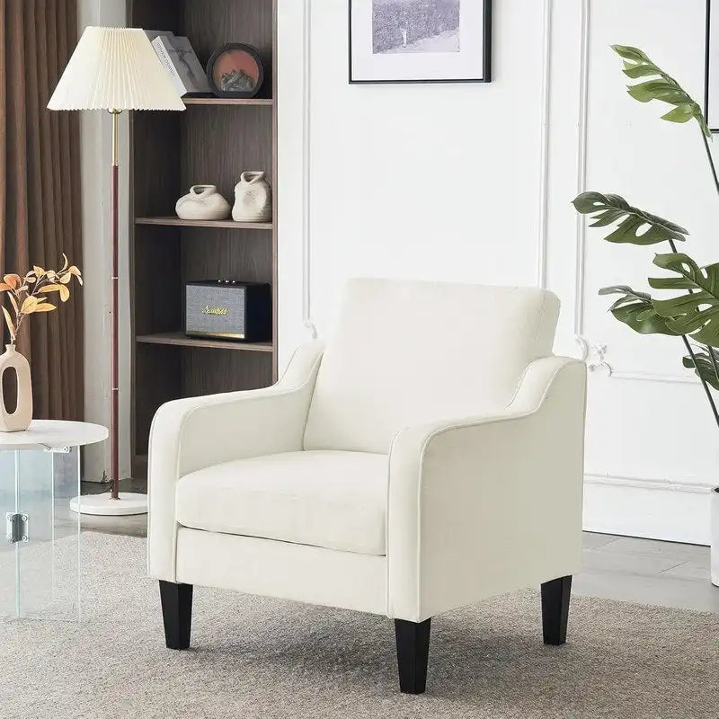 Moderner Akzentstuhl im Mid-Century-Stil, Leinenstoff, hochdichter Schaumstoff, Tragfähigkeit 380 lb, 12 Farben
