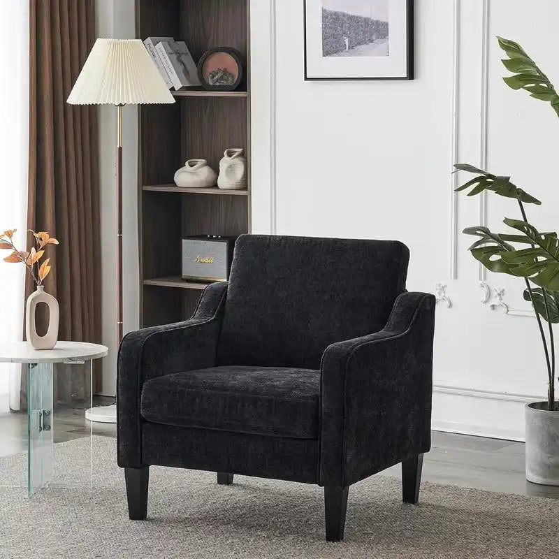 Moderner Akzentstuhl im Mid-Century-Stil, Leinenstoff, hochdichter Schaumstoff, Tragfähigkeit 380 lb, 12 Farben