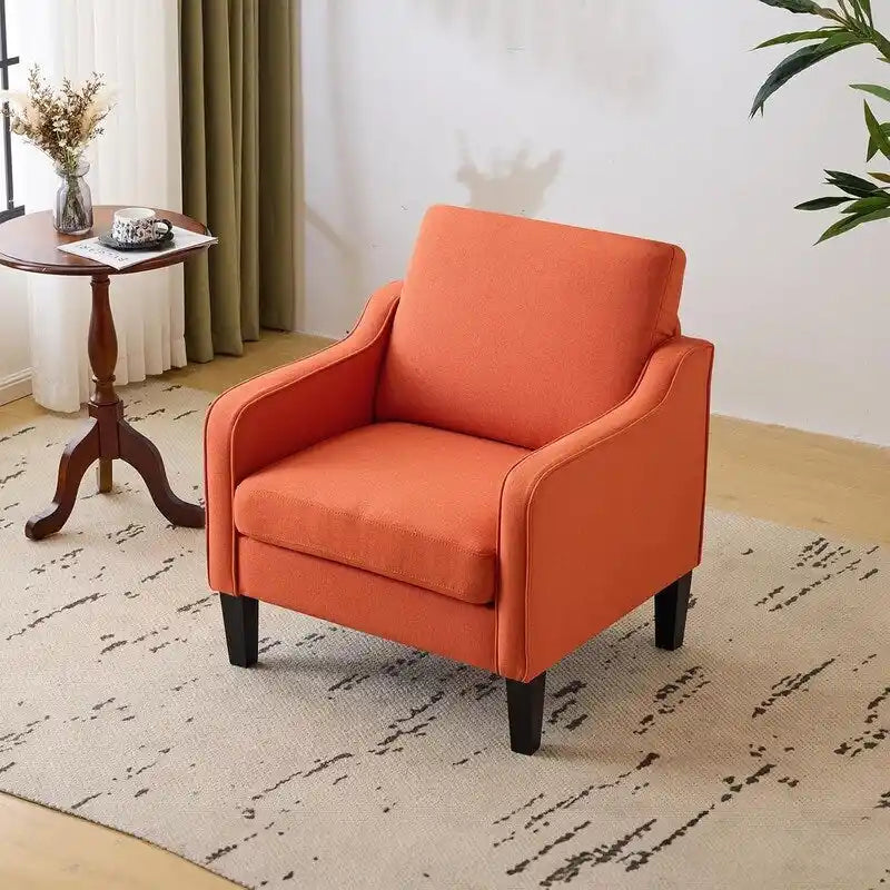 Moderner Akzentstuhl im Mid-Century-Stil, Leinenstoff, hochdichter Schaumstoff, Tragfähigkeit 380 lb, 12 Farben