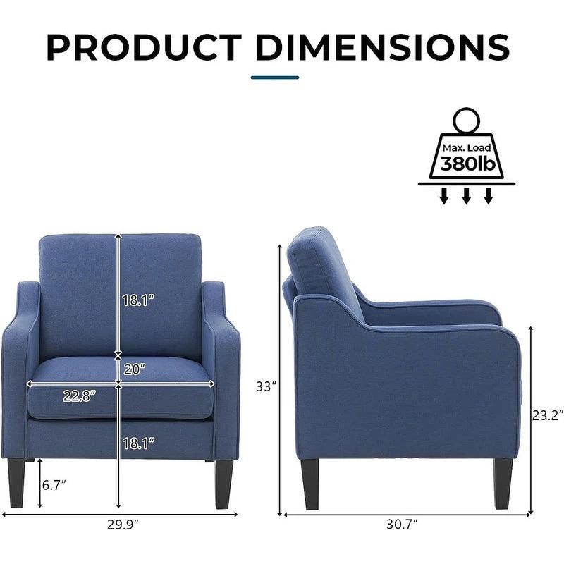 Moderner Akzentstuhl im Mid-Century-Stil, Leinenstoff, hochdichter Schaumstoff, Tragfähigkeit 380 lb, 12 Farben