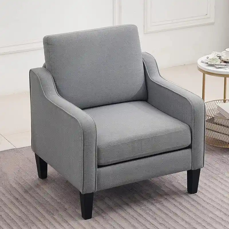 Moderner Akzentstuhl im Mid-Century-Stil, Leinenstoff, hochdichter Schaumstoff, Tragfähigkeit 380 lb, 12 Farben