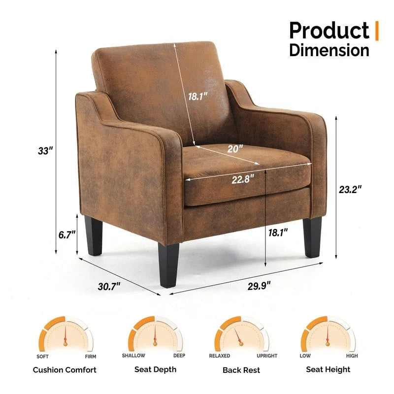 Moderner Akzentstuhl im Mid-Century-Stil, Leinenstoff, hochdichter Schaumstoff, Tragfähigkeit 380 lb, 12 Farben