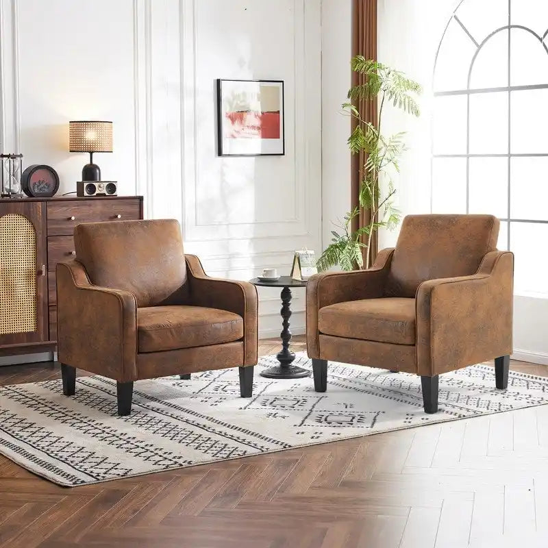 Moderner Akzentstuhl im Mid-Century-Stil, Leinenstoff, hochdichter Schaumstoff, Tragfähigkeit 380 lb, 12 Farben