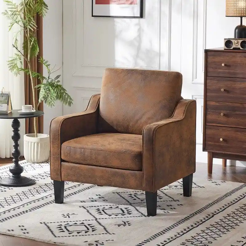Moderner Akzentstuhl im Mid-Century-Stil, Leinenstoff, hochdichter Schaumstoff, Tragfähigkeit 380 lb, 12 Farben
