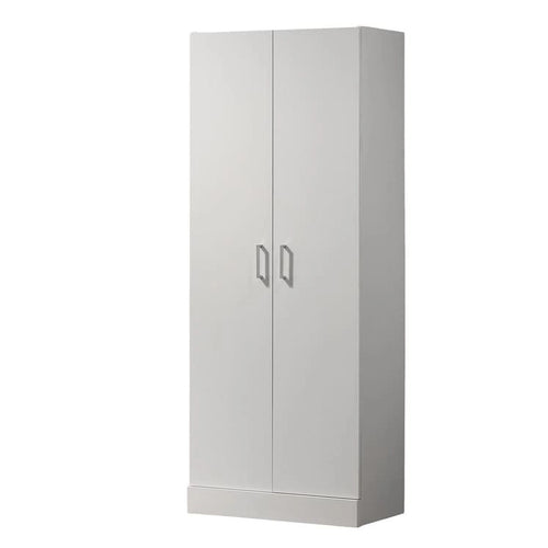 60-Inch hoher Aufbewahrungsschrank mit 2 Türen, 3 Einlegeböden, verstellbar, modernes Design, Weiß