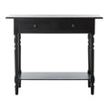 2-Drawer Console Table Turned Spindle Legs Bottom Shelf 38W Classic Distressed Black Cream Grey