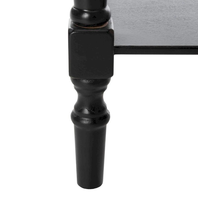 2-Drawer Console Table Turned Spindle Legs Bottom Shelf 38W Classic Distressed Black Cream Grey