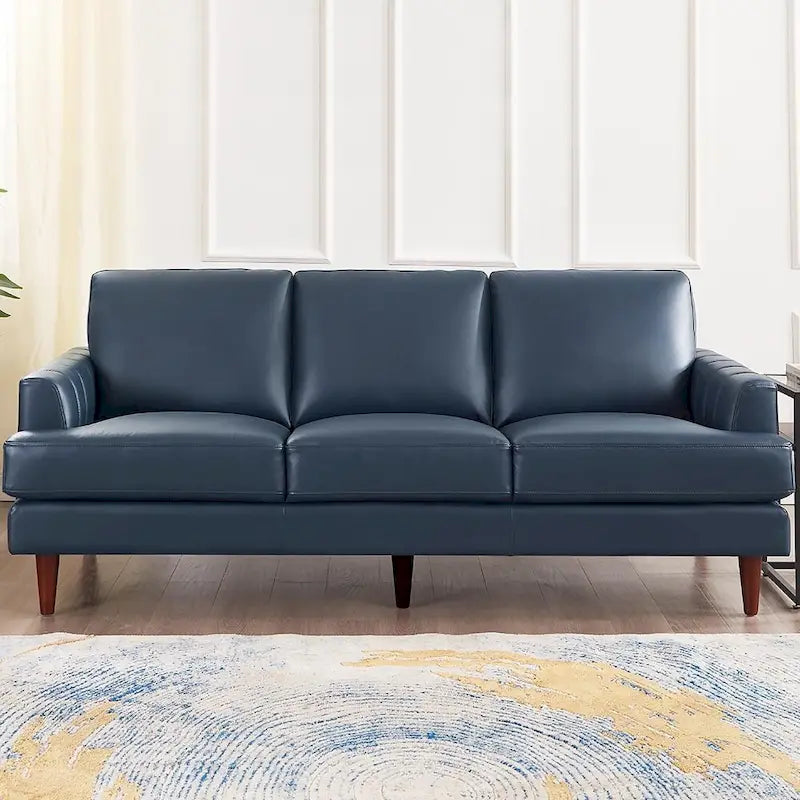 Sofa aus Narbenleder, Gänsedaunen, Memory-Schaumstoff, Taschenfedern, ofengetrocknetes Gestell, 3-Sitzer