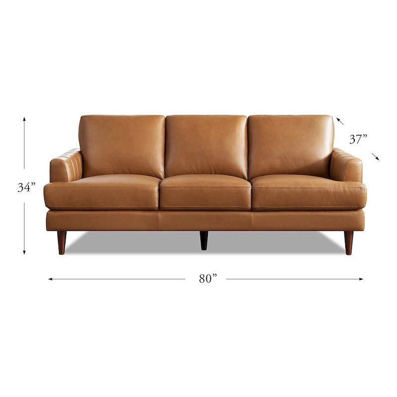 Sofa aus Narbenleder, Gänsedaunen, Memory-Schaumstoff, Taschenfedern, ofengetrocknetes Gestell, 3-Sitzer