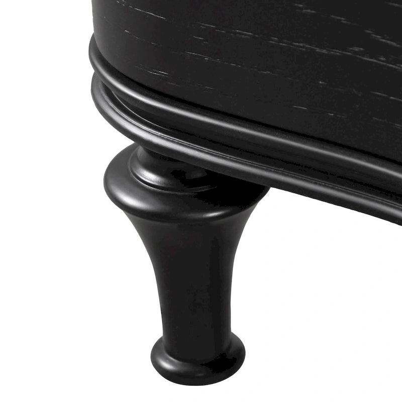 Glamouröser Nachttisch im Art-déco-Stil aus Massivholz mit 3 Schubladen und Kristallgriffen, Schwarz und Silber